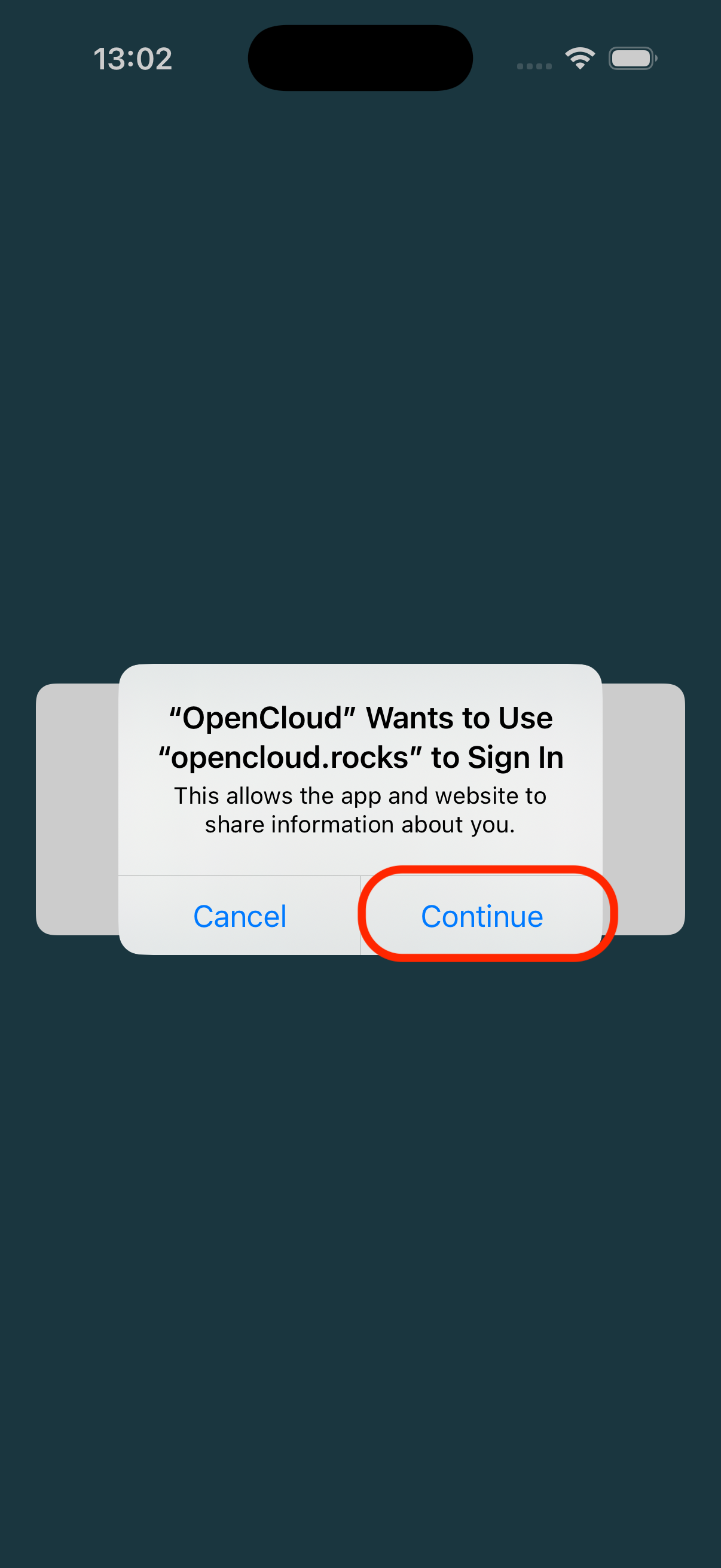 continue sign in