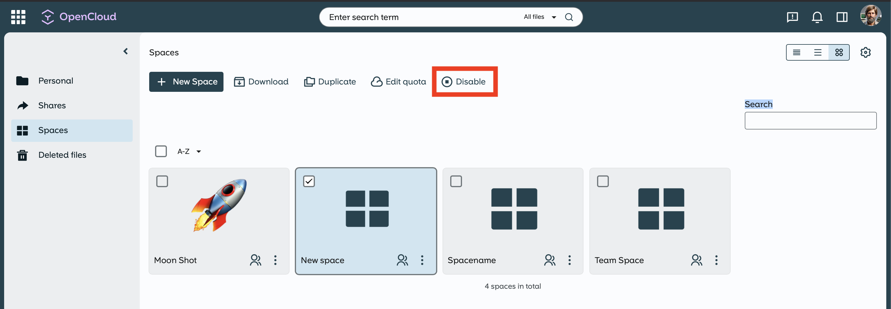 Overview disabled spaces