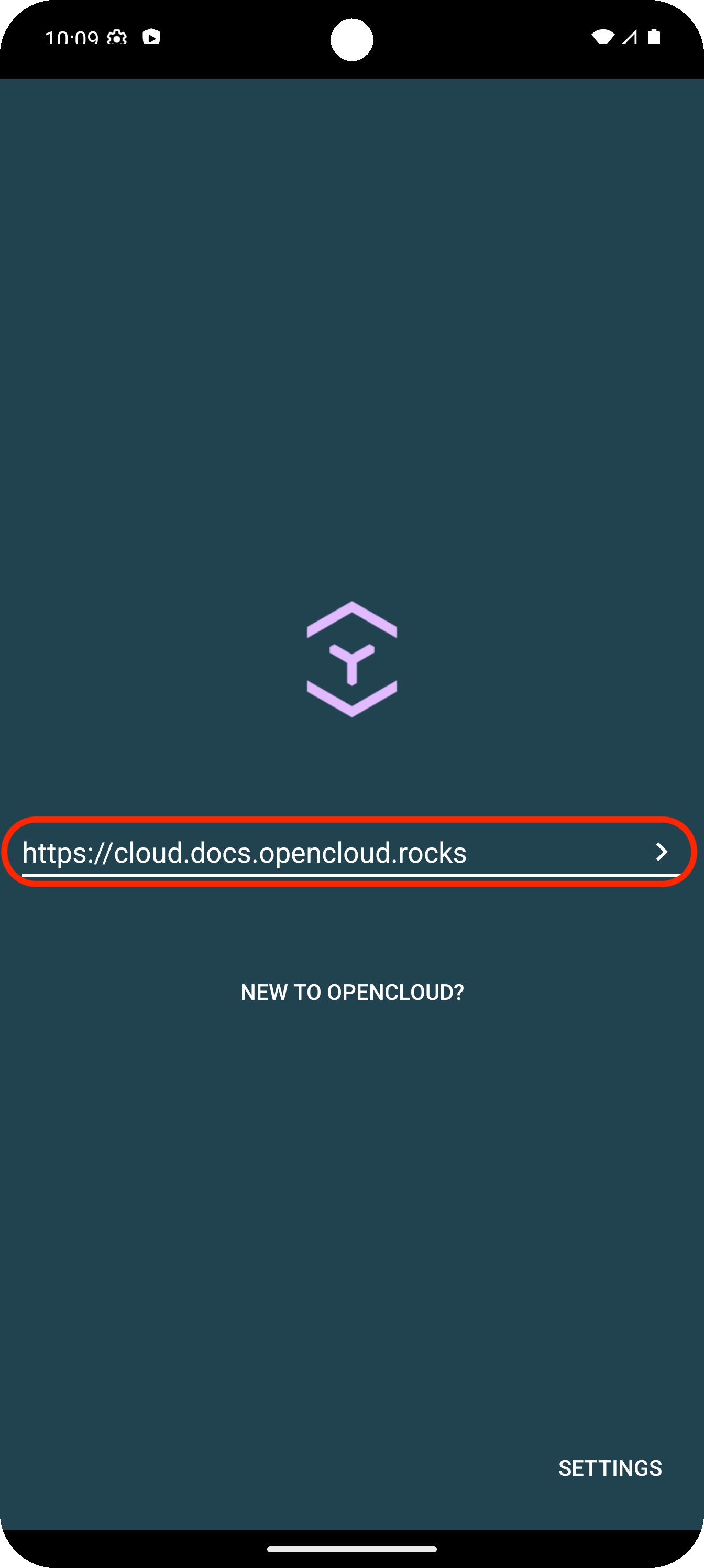 Enter server URL