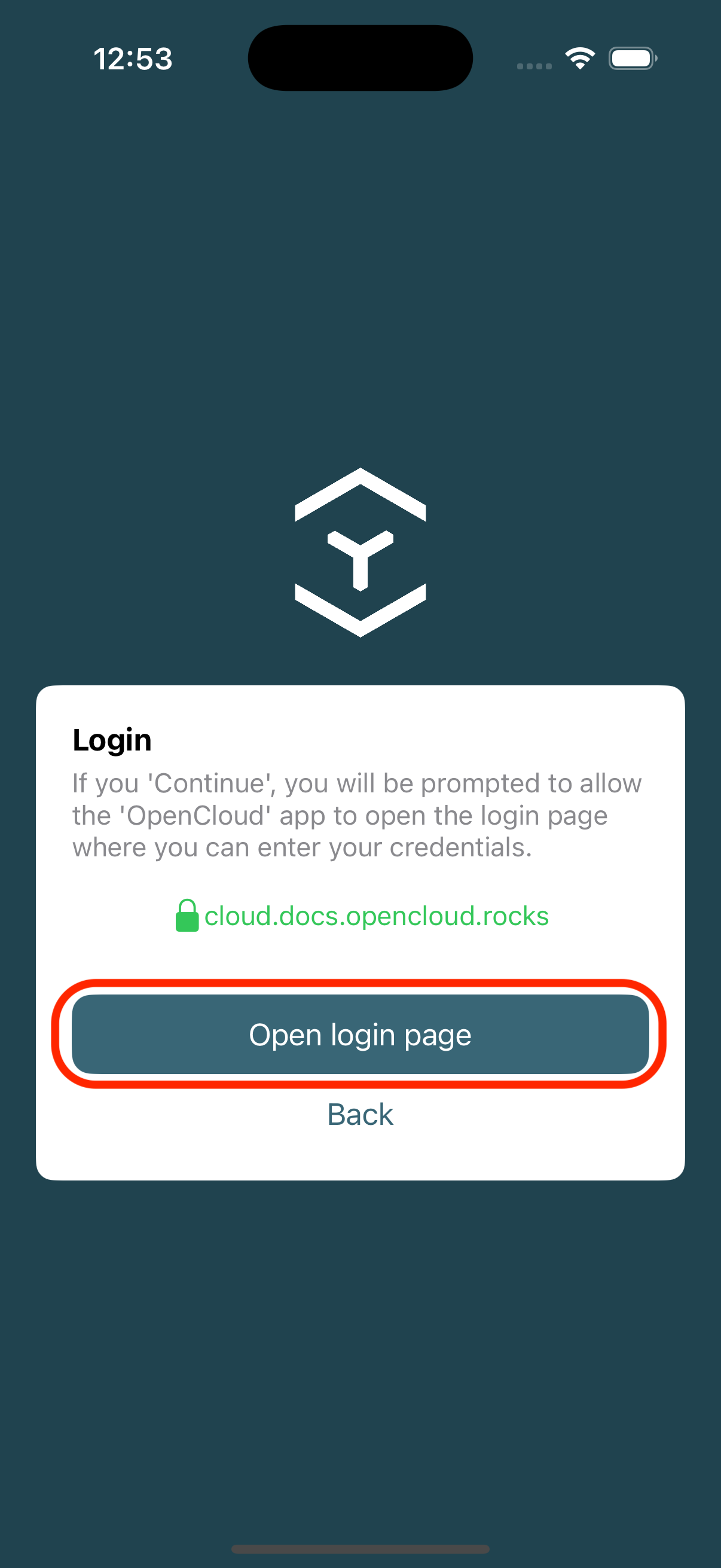 Open Login Page