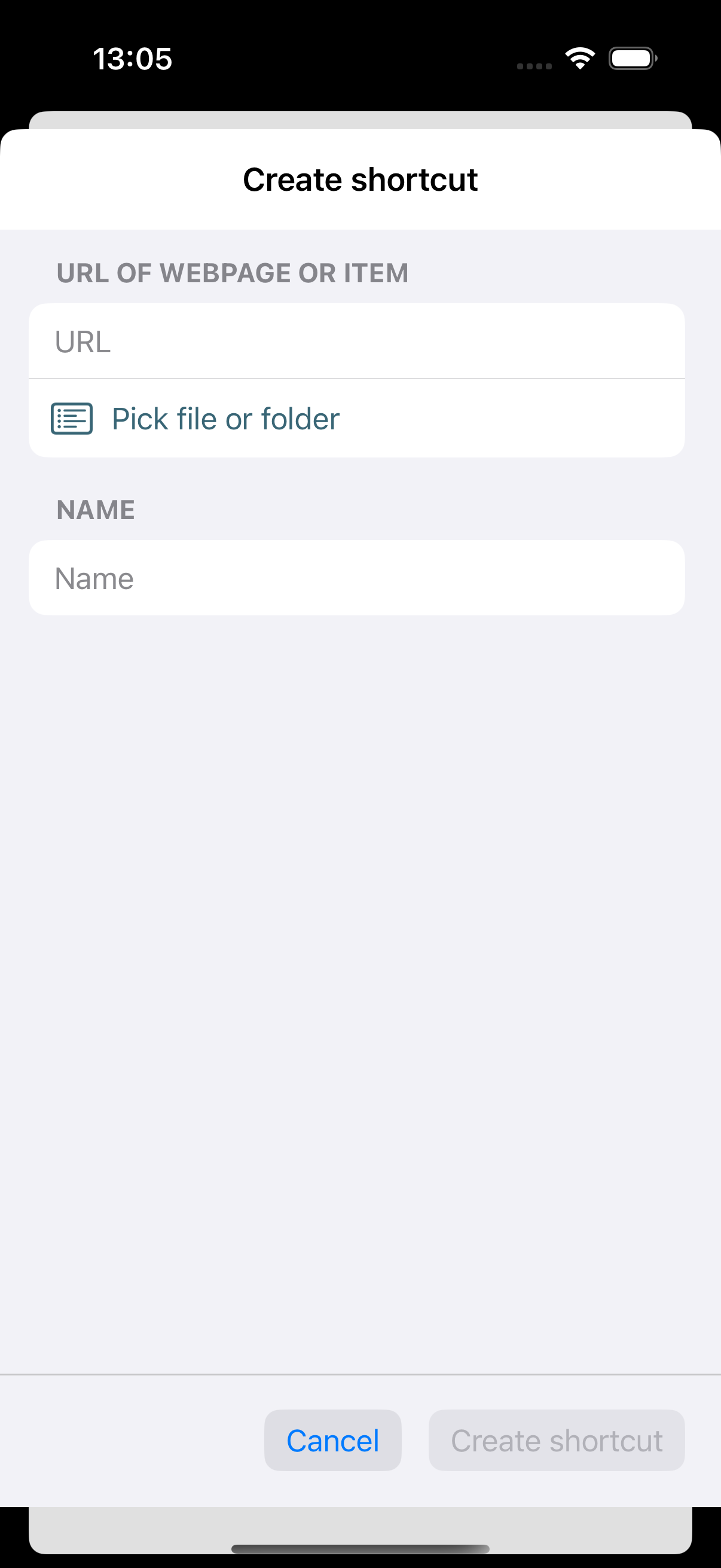 shortcut menue