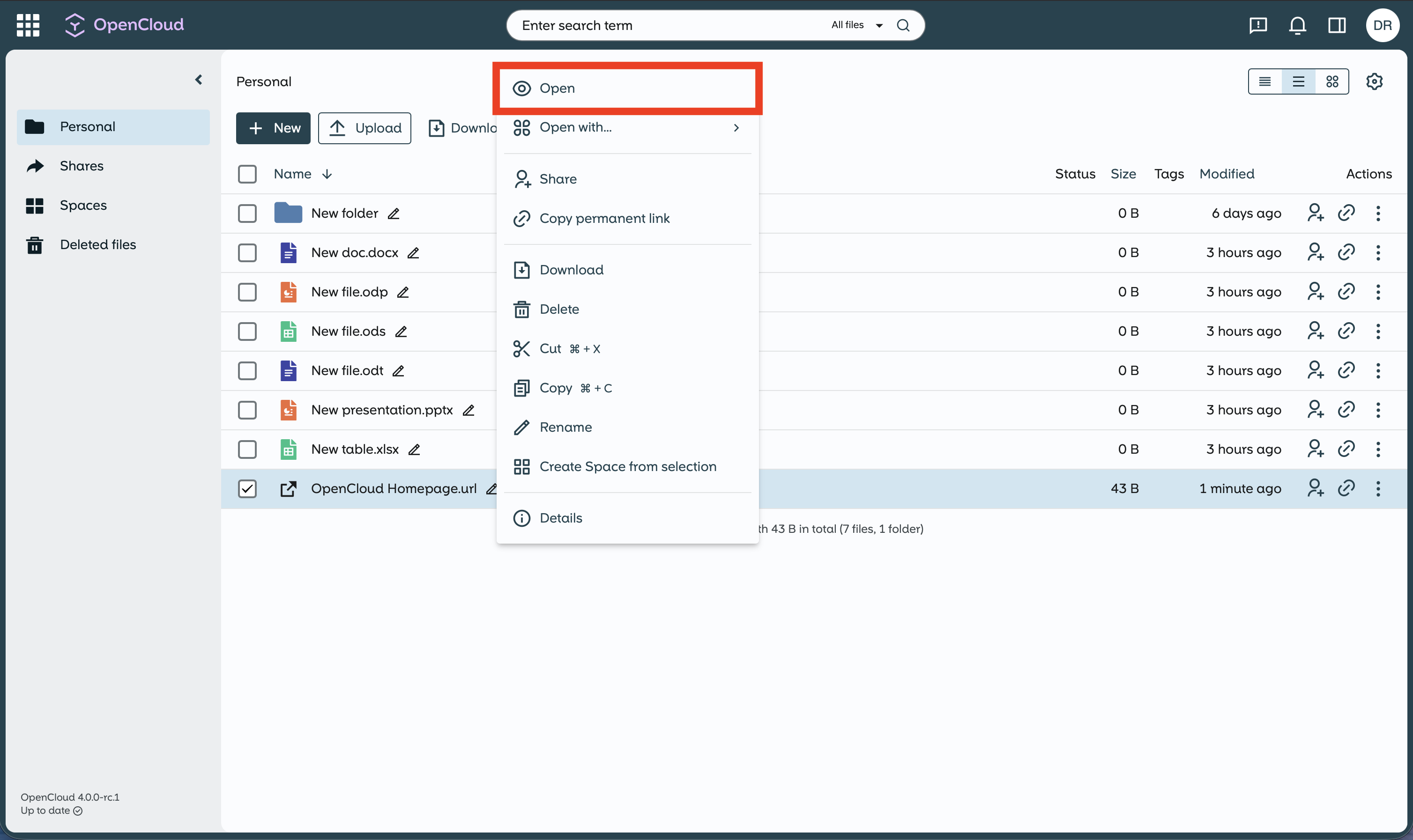 Right click on shortcut