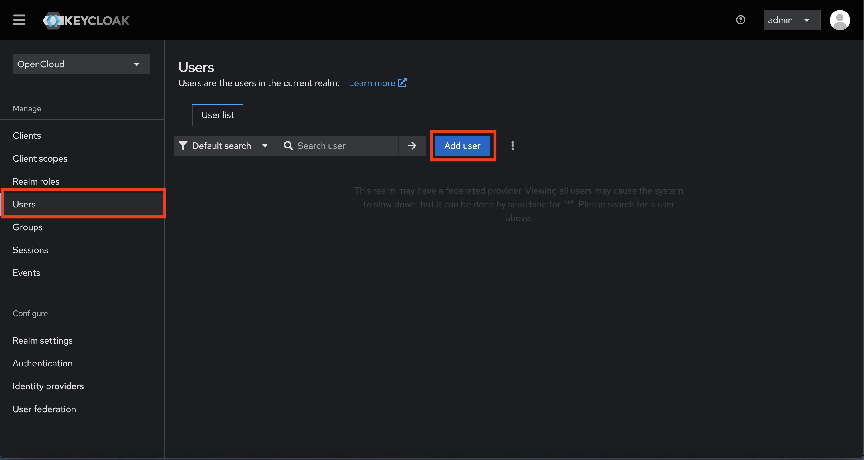 User section