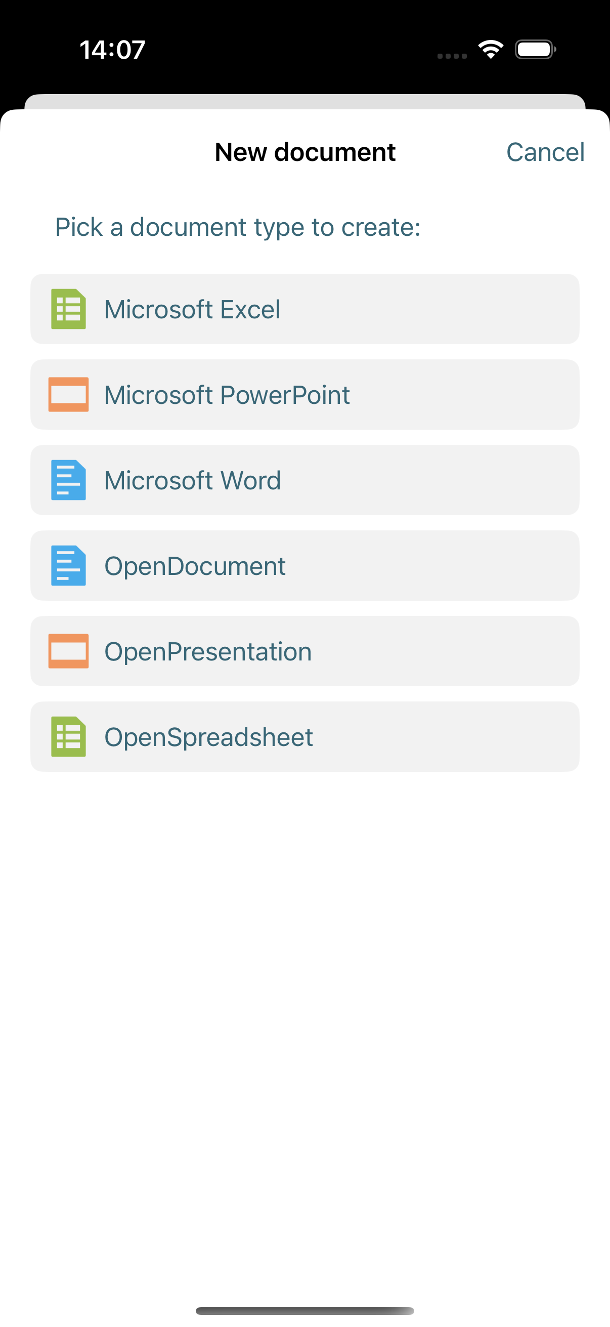 Choose file type
