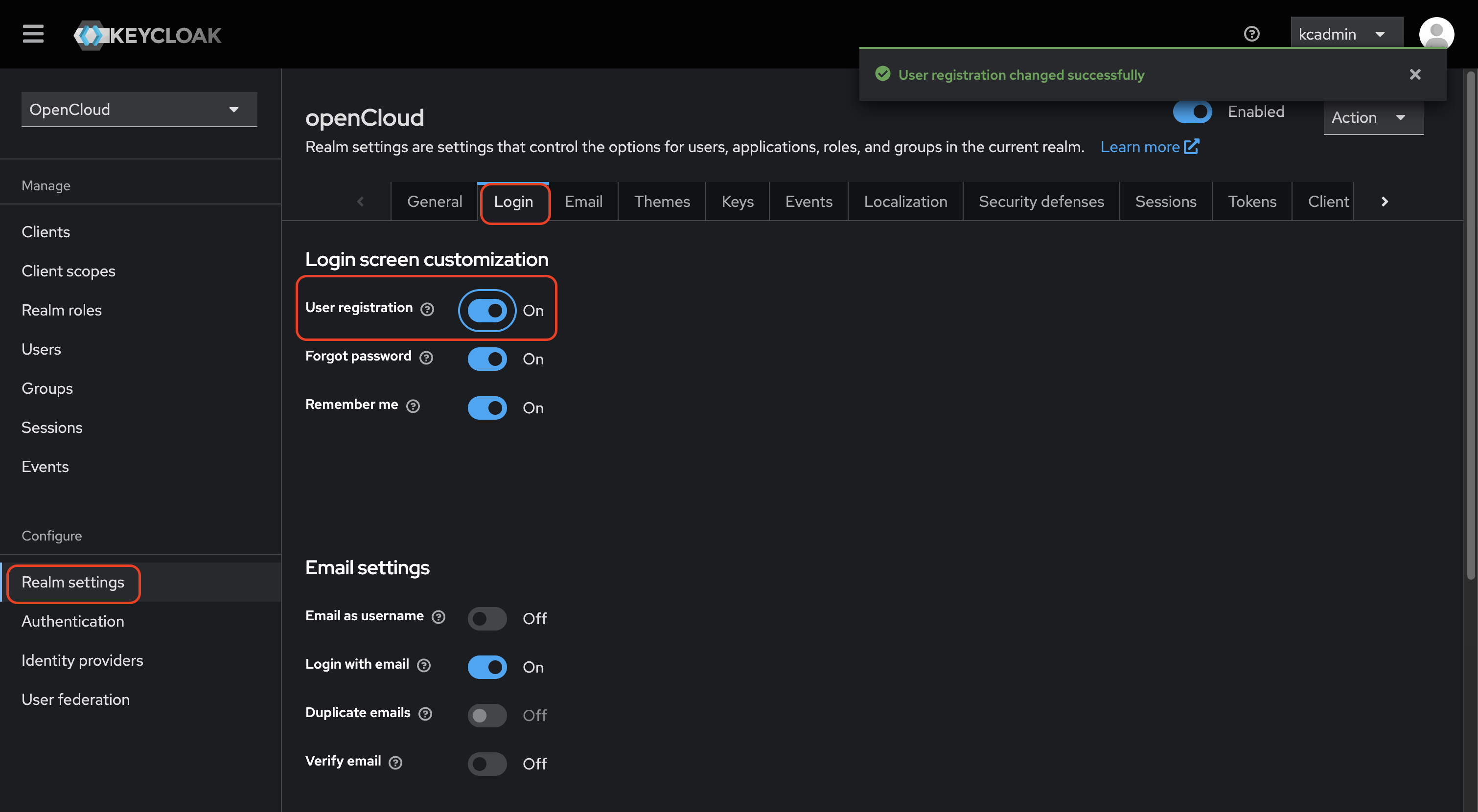 Enable self registration