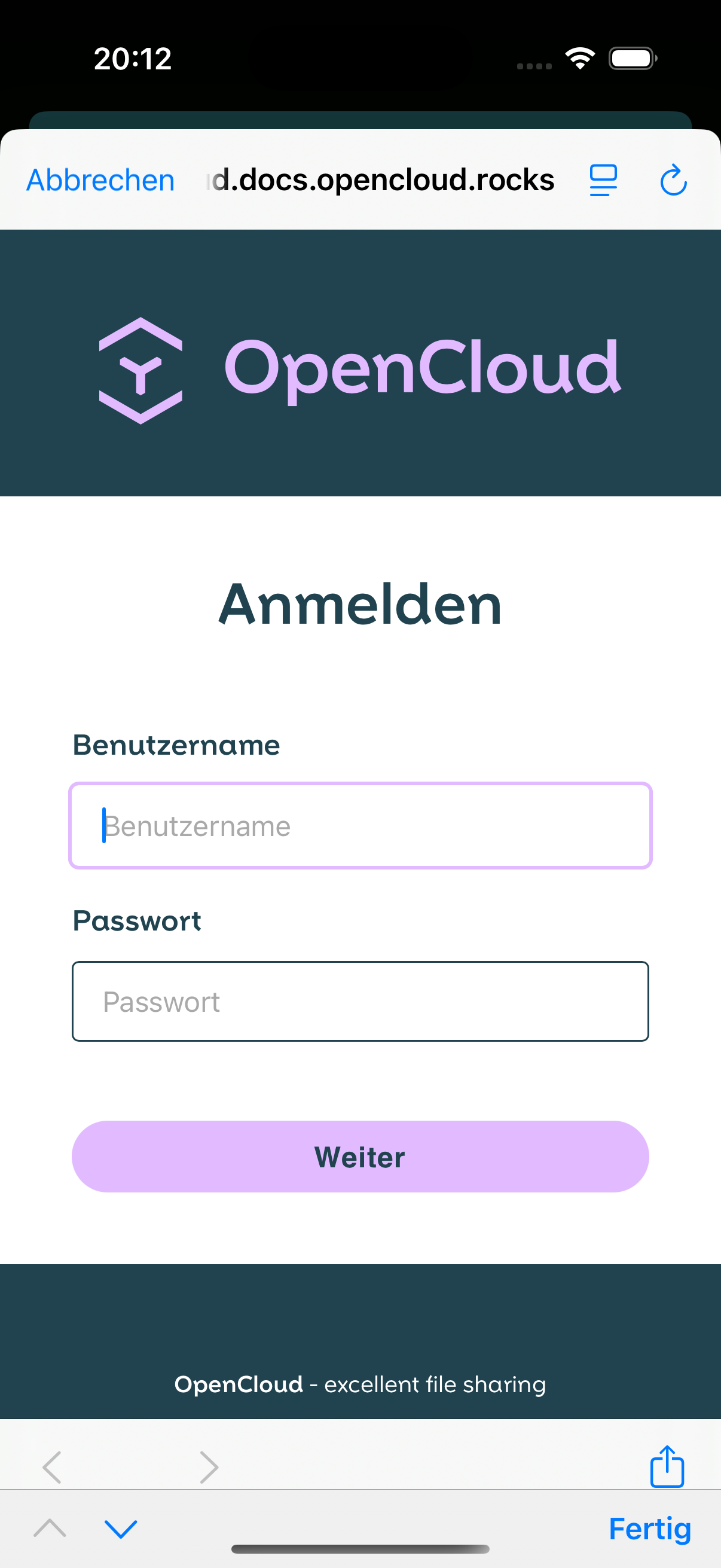 Zugangsdaten eingeben