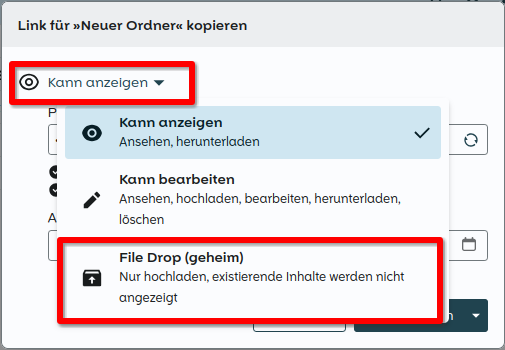 Filedrop auswählen