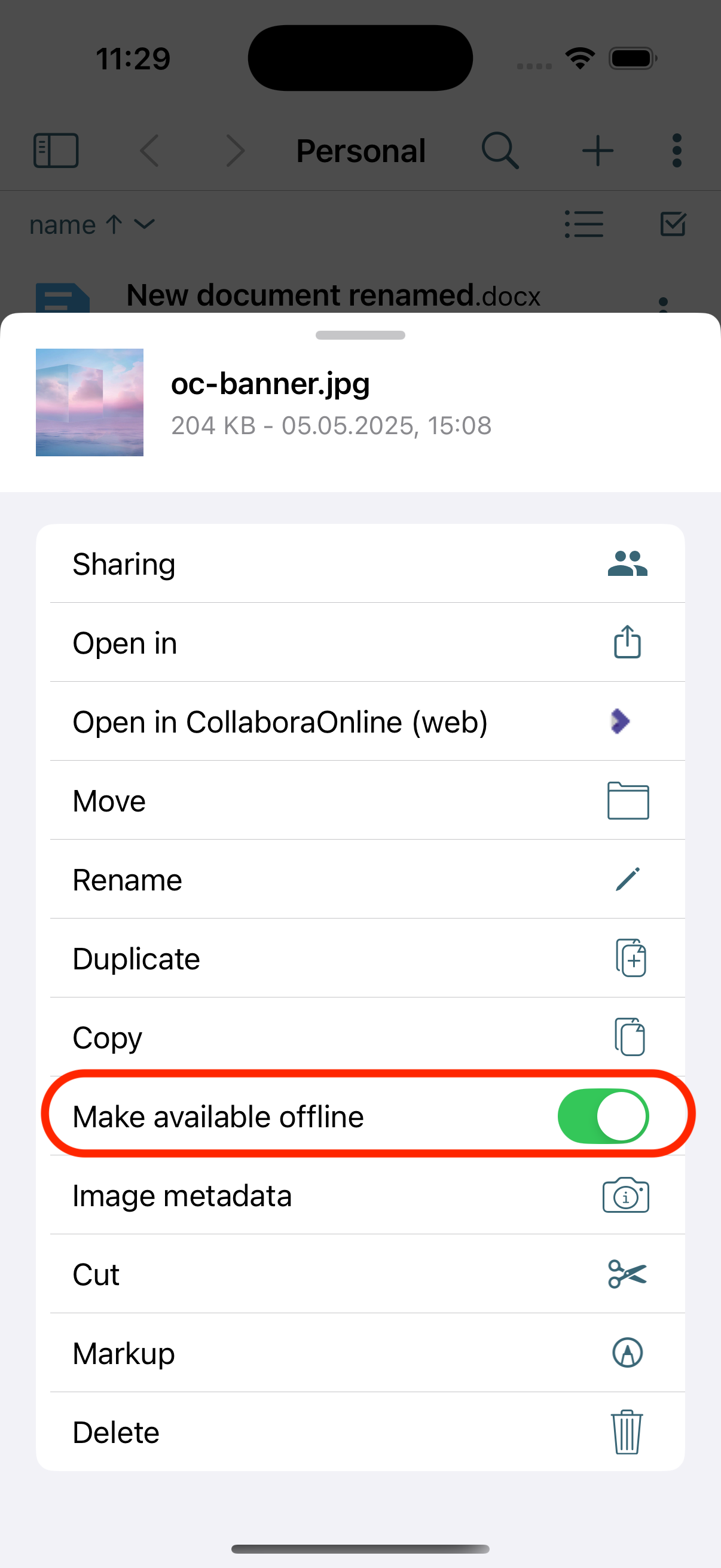 Make available offline