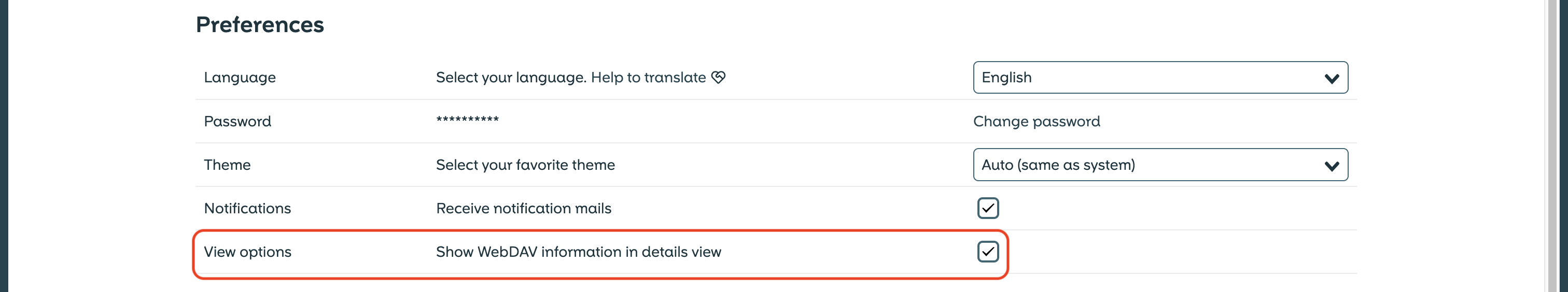 enable webdav info