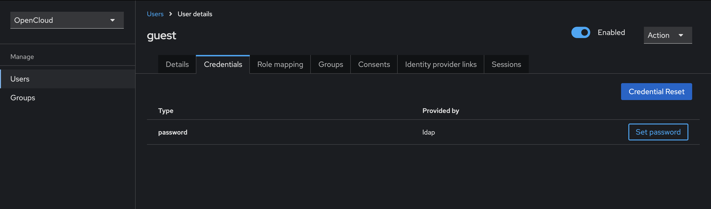 Set initial user password