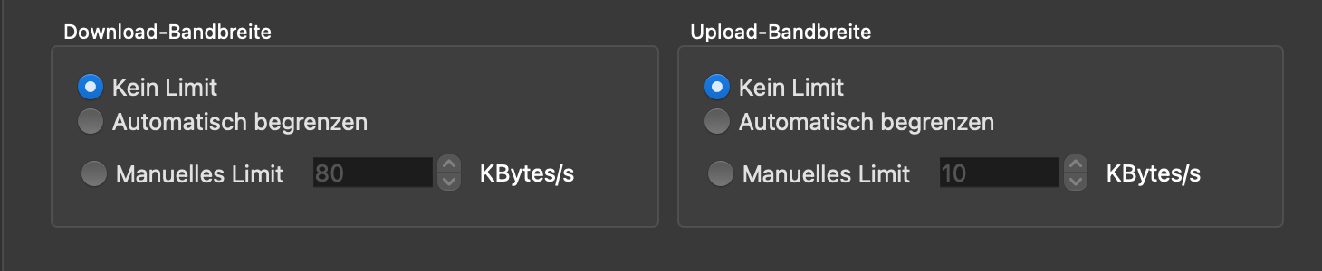 settings bandwith