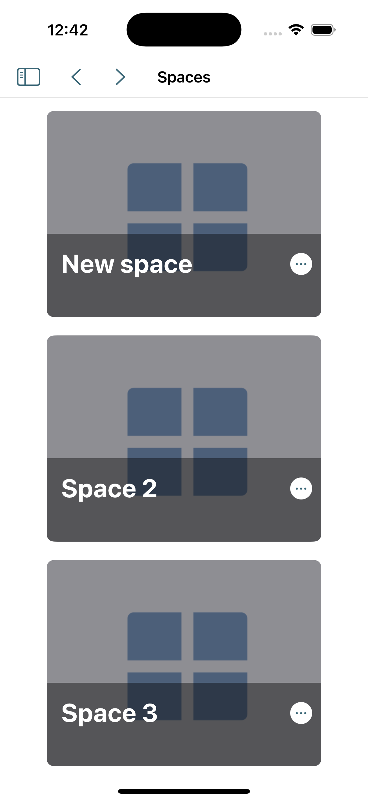 Spaces-Übersicht